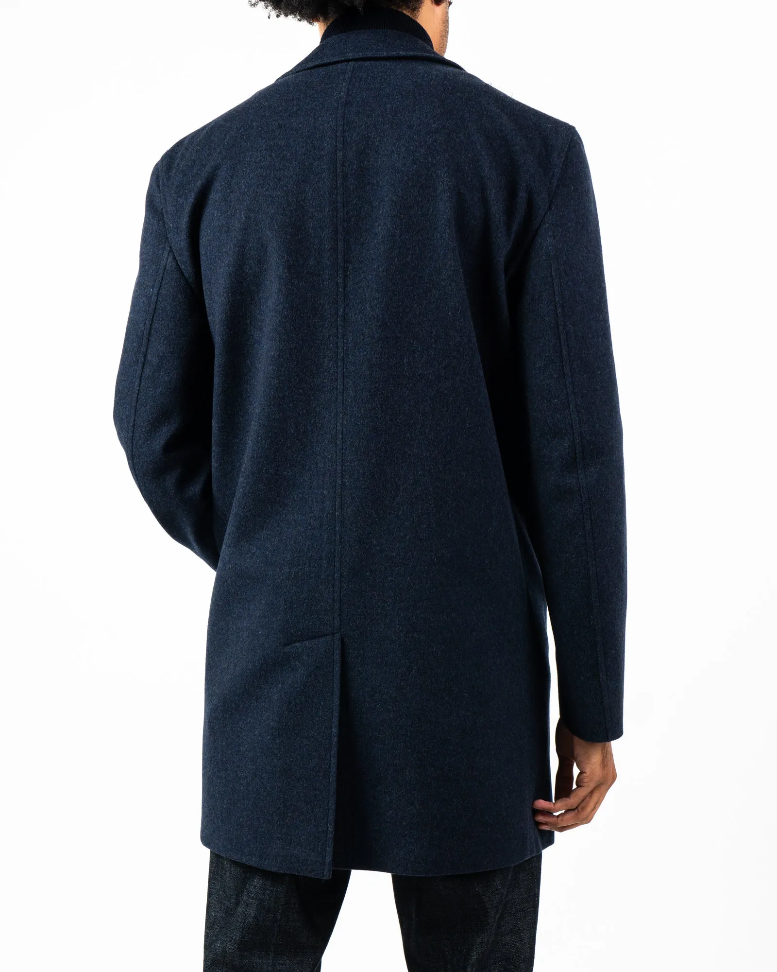 Loro Piana Storm System Single Breasted Navy Overcoat