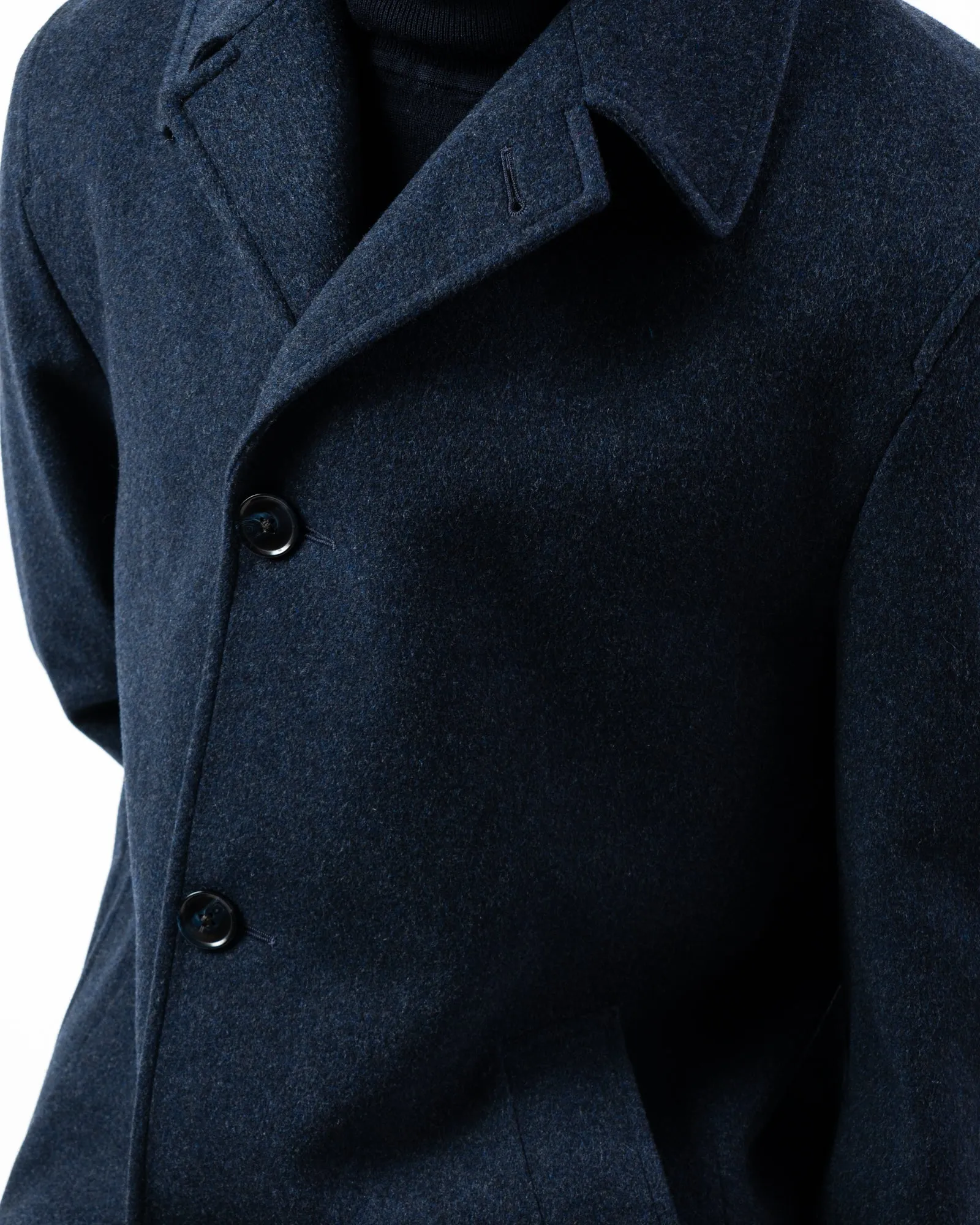 Loro Piana Storm System Single Breasted Navy Overcoat