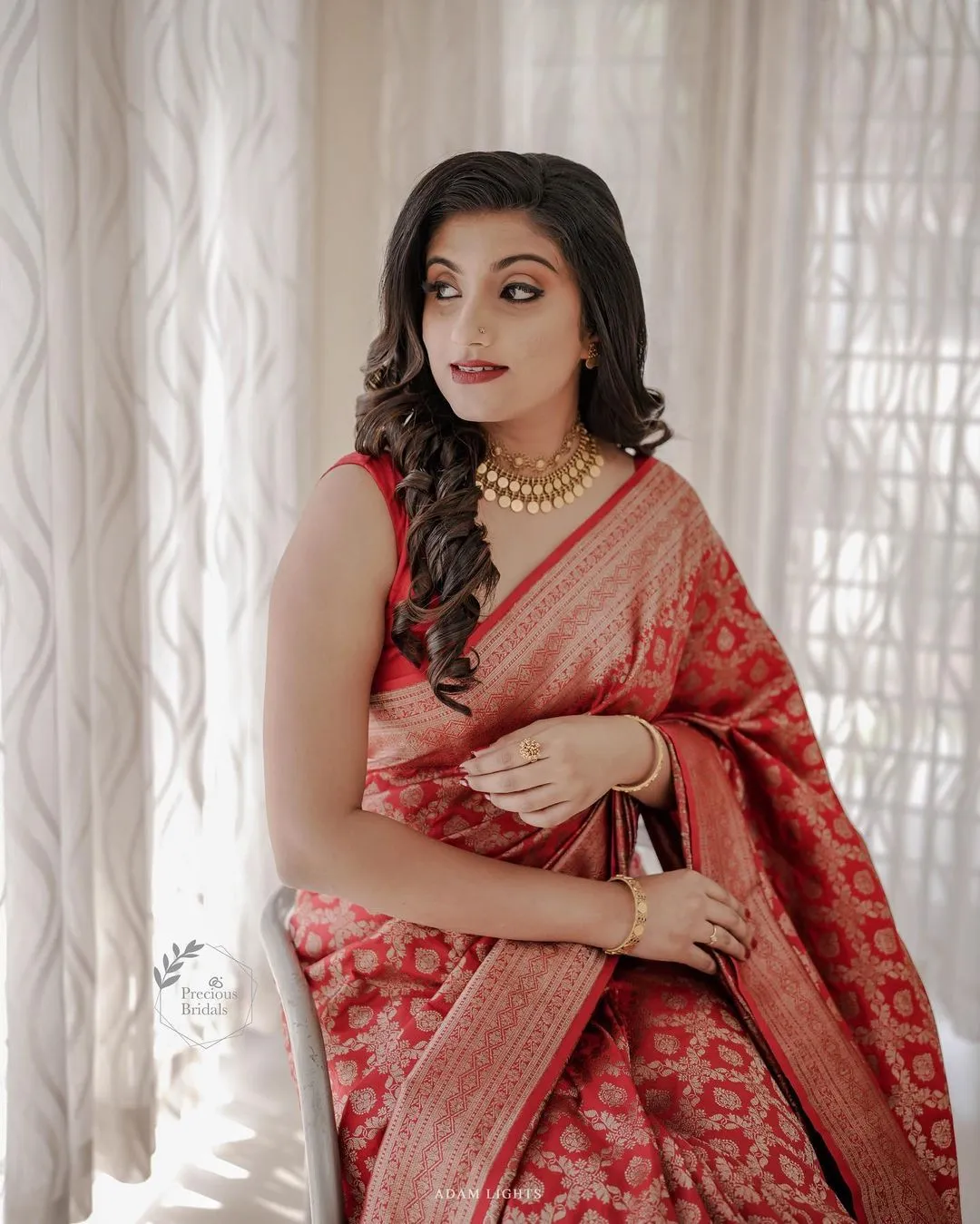 Lovely Red Soft Banarasi Silk Saree With Precious Blouse Piece