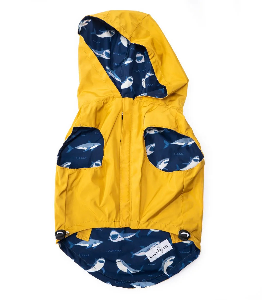 Lucy&Co Reversible Raincoat for Dogs, Shark Attack