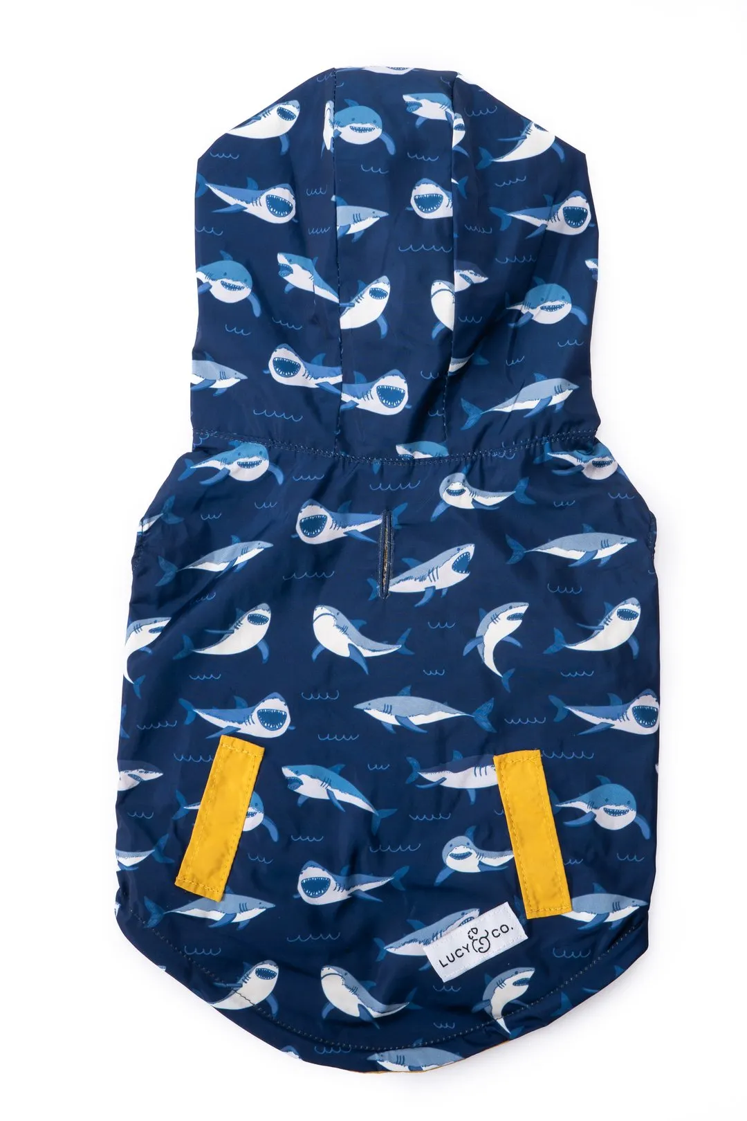 Lucy&Co Reversible Raincoat for Dogs, Shark Attack