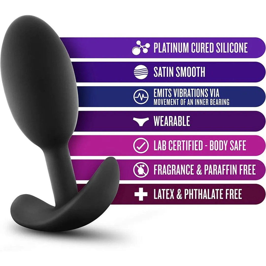 Luxe Wearable Vibra Slim Black Butt Plug - Medium