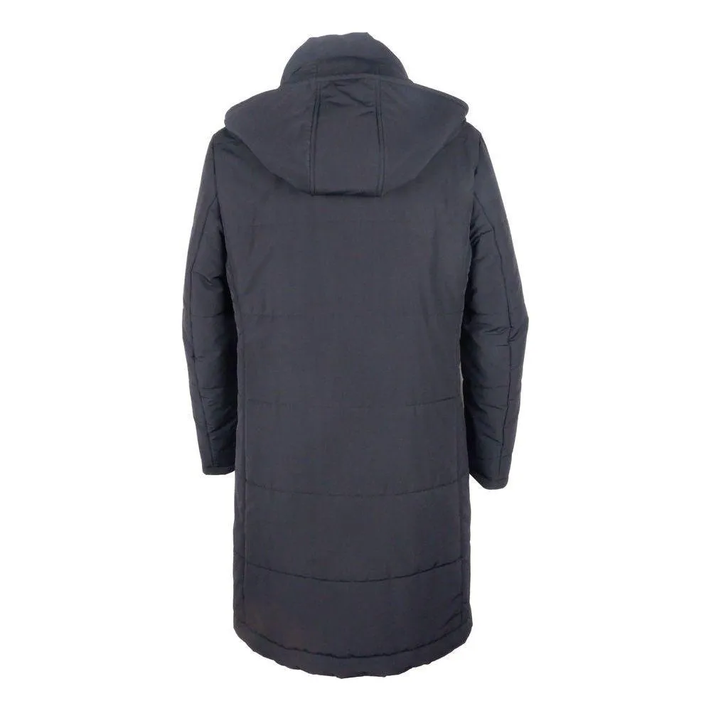 Made in Italy Black Wool Men Raincoat