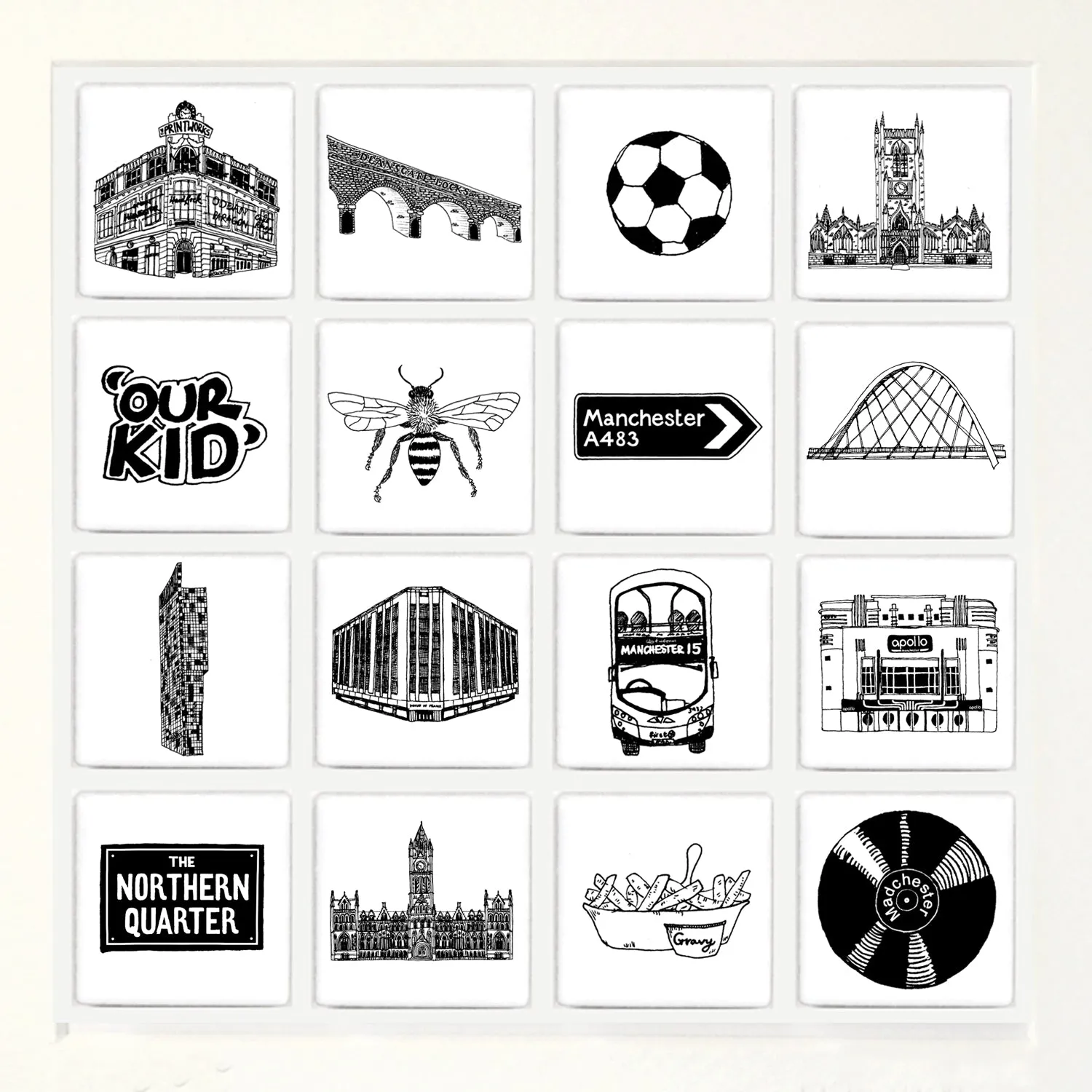 Manchester illustrated wall art - Large