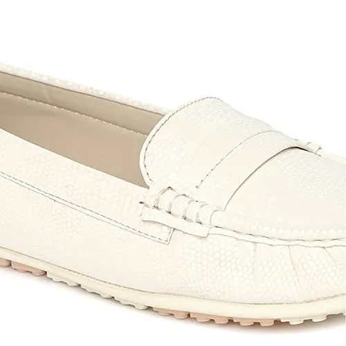 Marc Loire Women Comfortable Slip On Flat Loafer Ballet; Casual and Formal Footwear (Cream, 4)