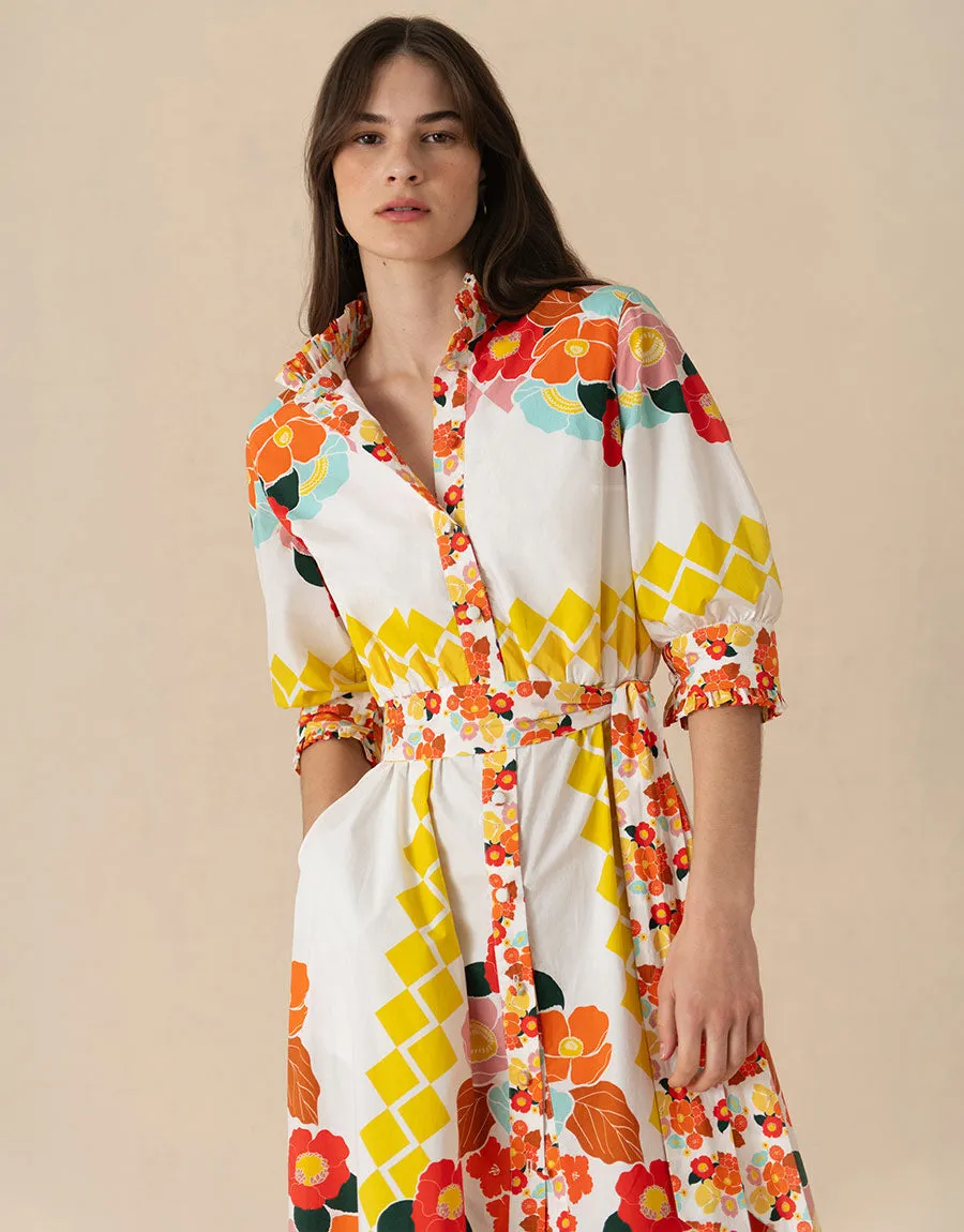 Marni Midi Dress -  Astro Flowers White - SALE