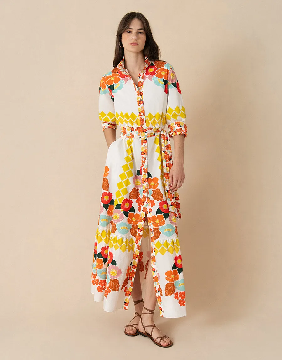 Marni Midi Dress -  Astro Flowers White - SALE