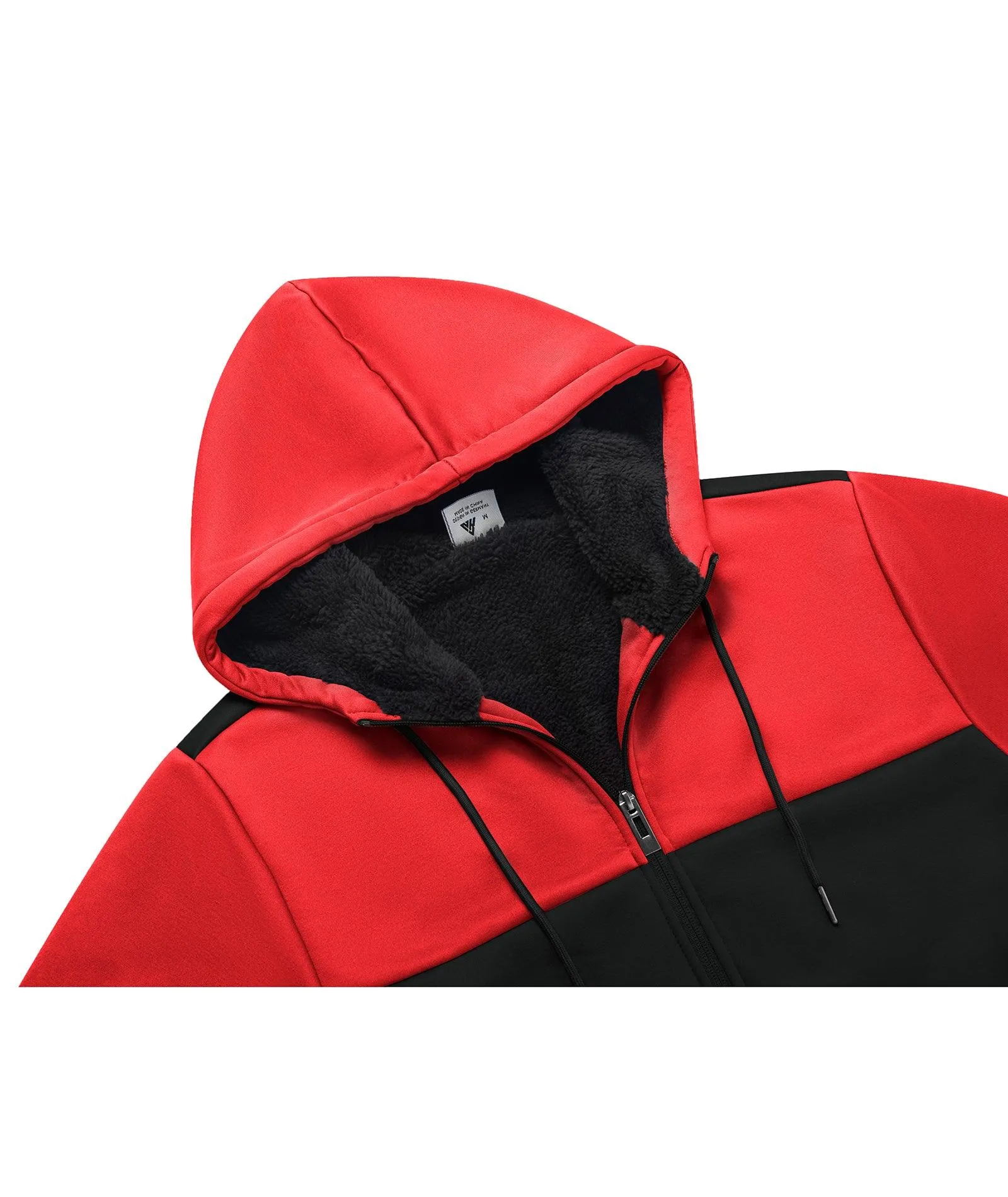 Men's Full Zipper Color Block Fleece Hoodie-CUMFH02531