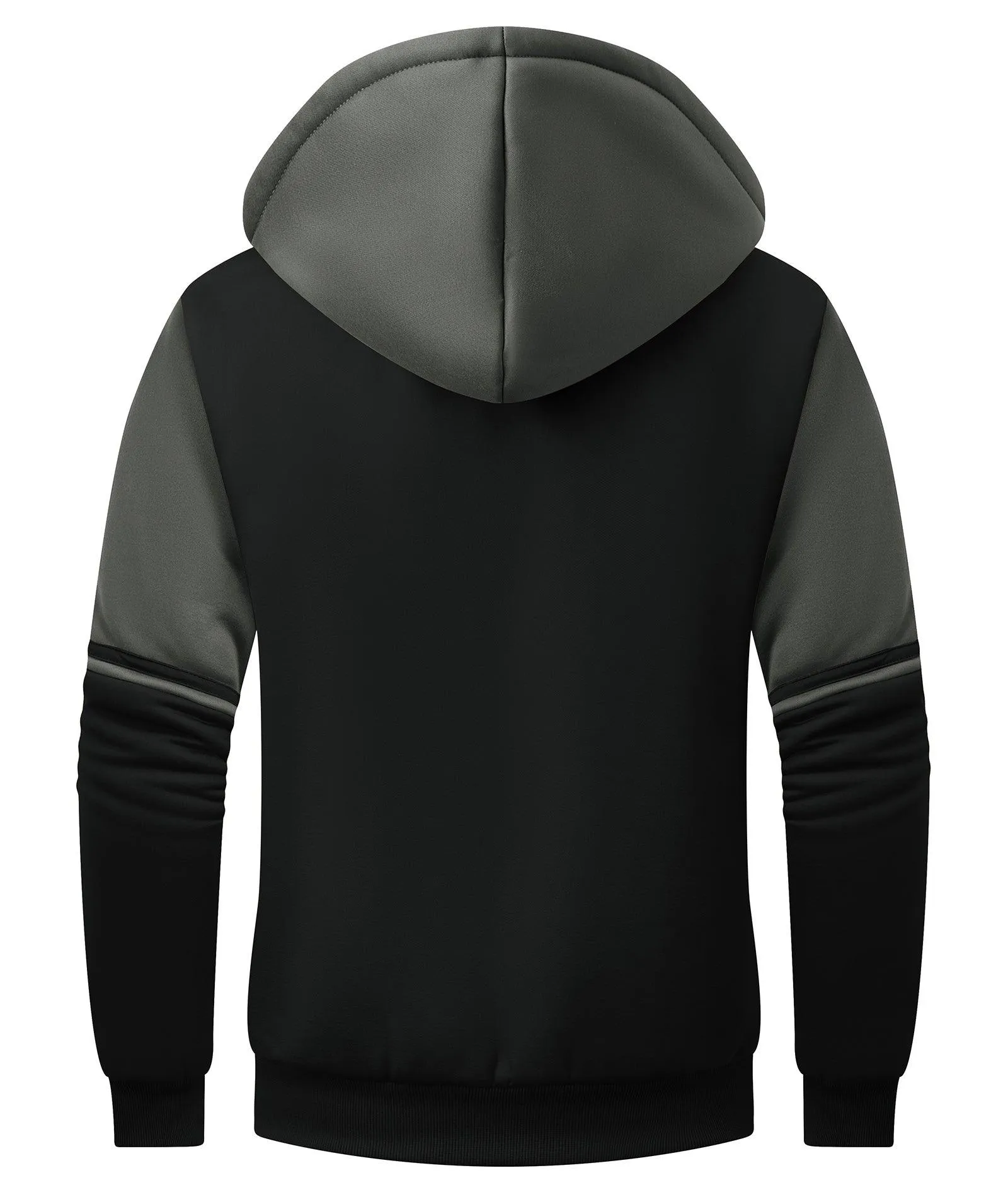 Men's Full Zipper Color Block Fleece Hoodie-CUMFH02531