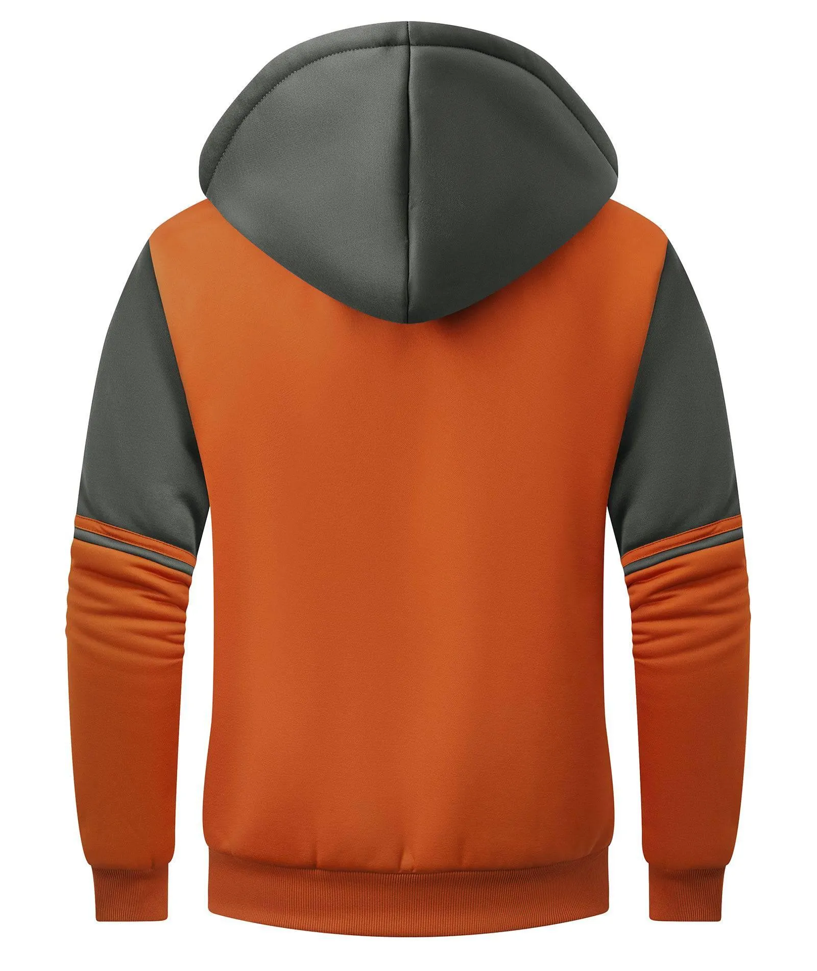 Men's Full Zipper Color Block Fleece Hoodie-CUMFH02531