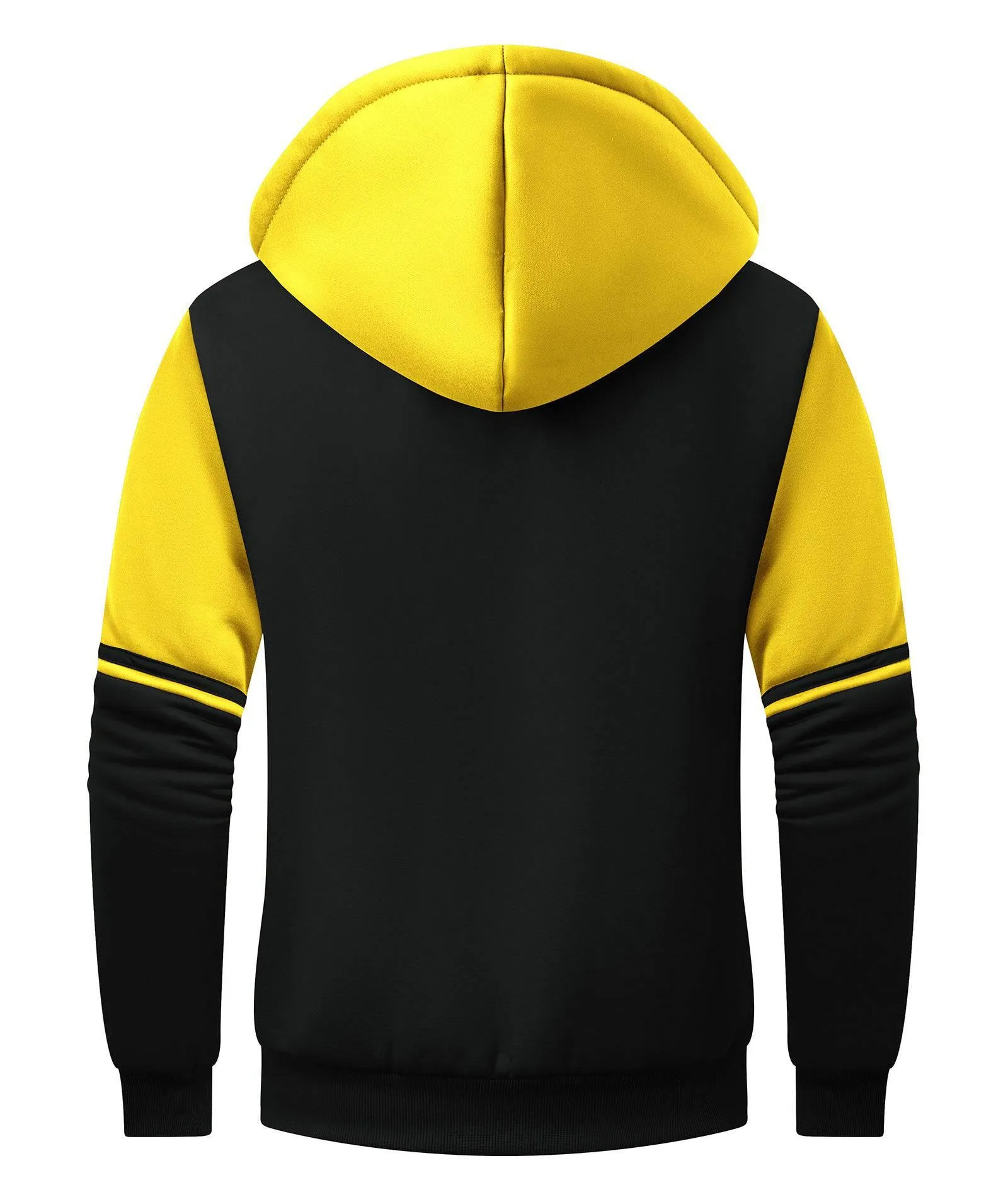 Men's Full Zipper Color Block Fleece Hoodie-CUMFH02531