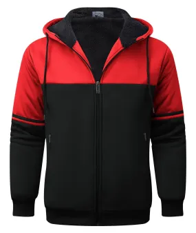 Men's Full Zipper Color Block Fleece Hoodie-CUMFH02531