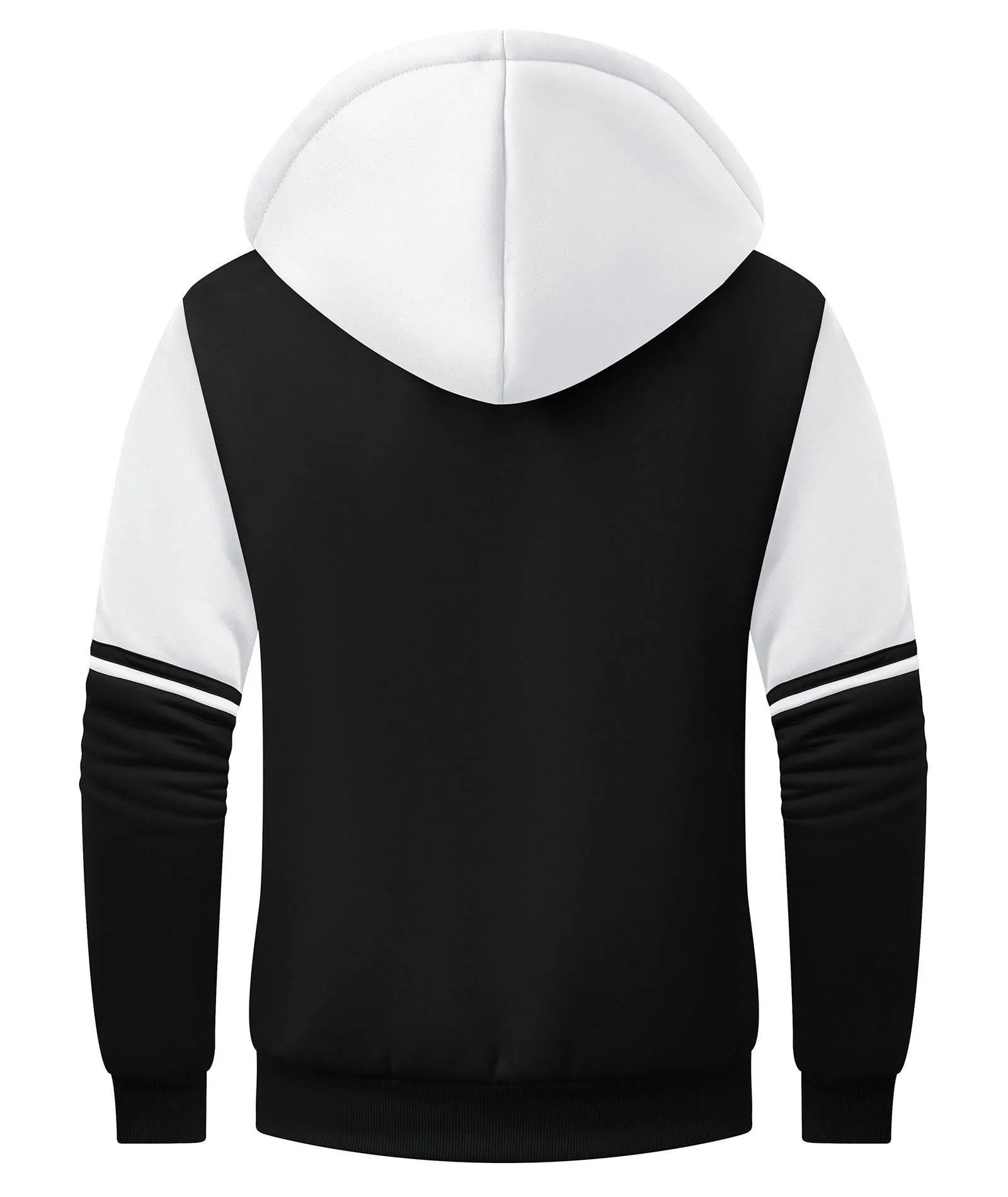 Men's Full Zipper Color Block Fleece Hoodie-CUMFH02531