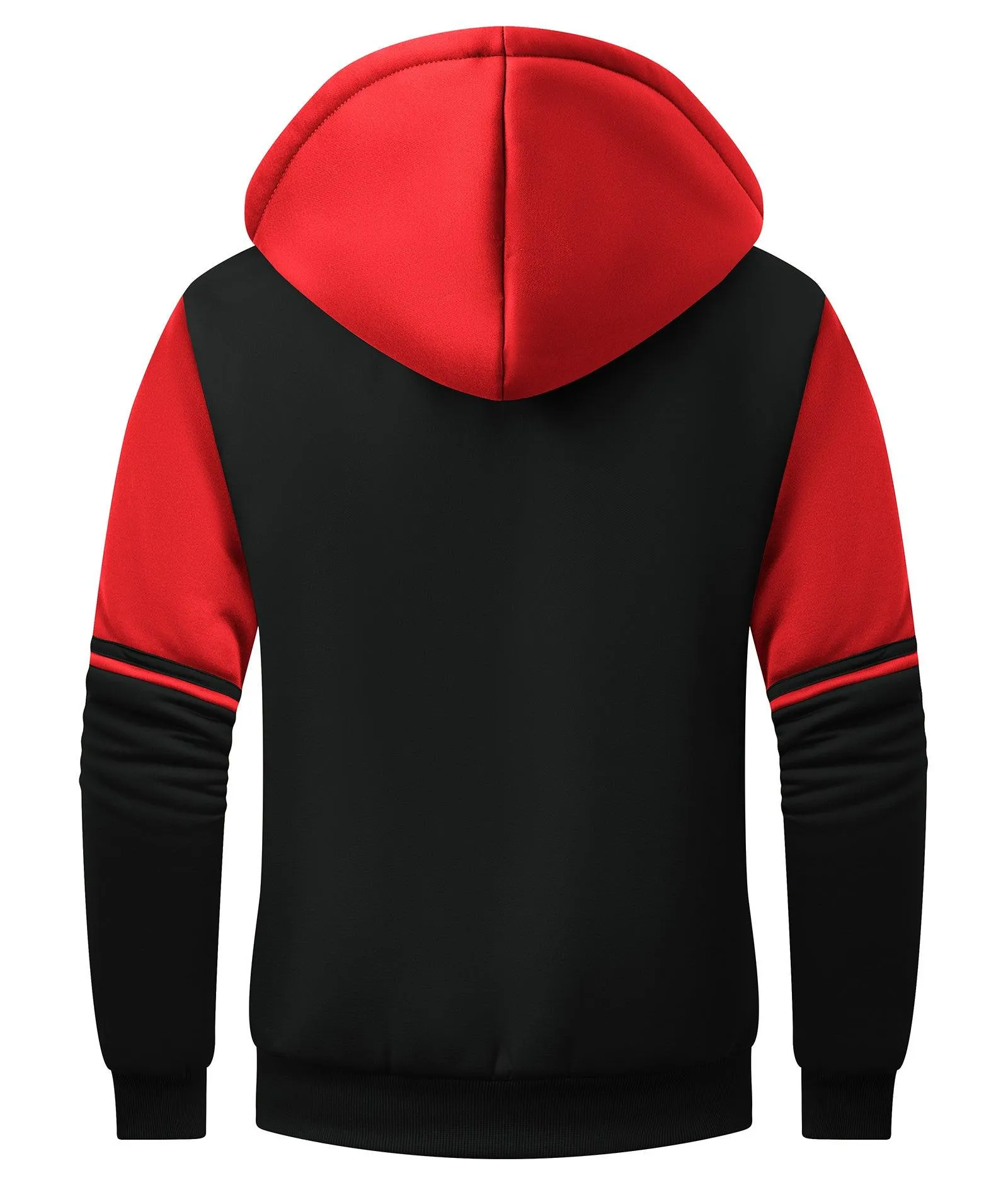 Men's Full Zipper Color Block Fleece Hoodie-CUMFH02531