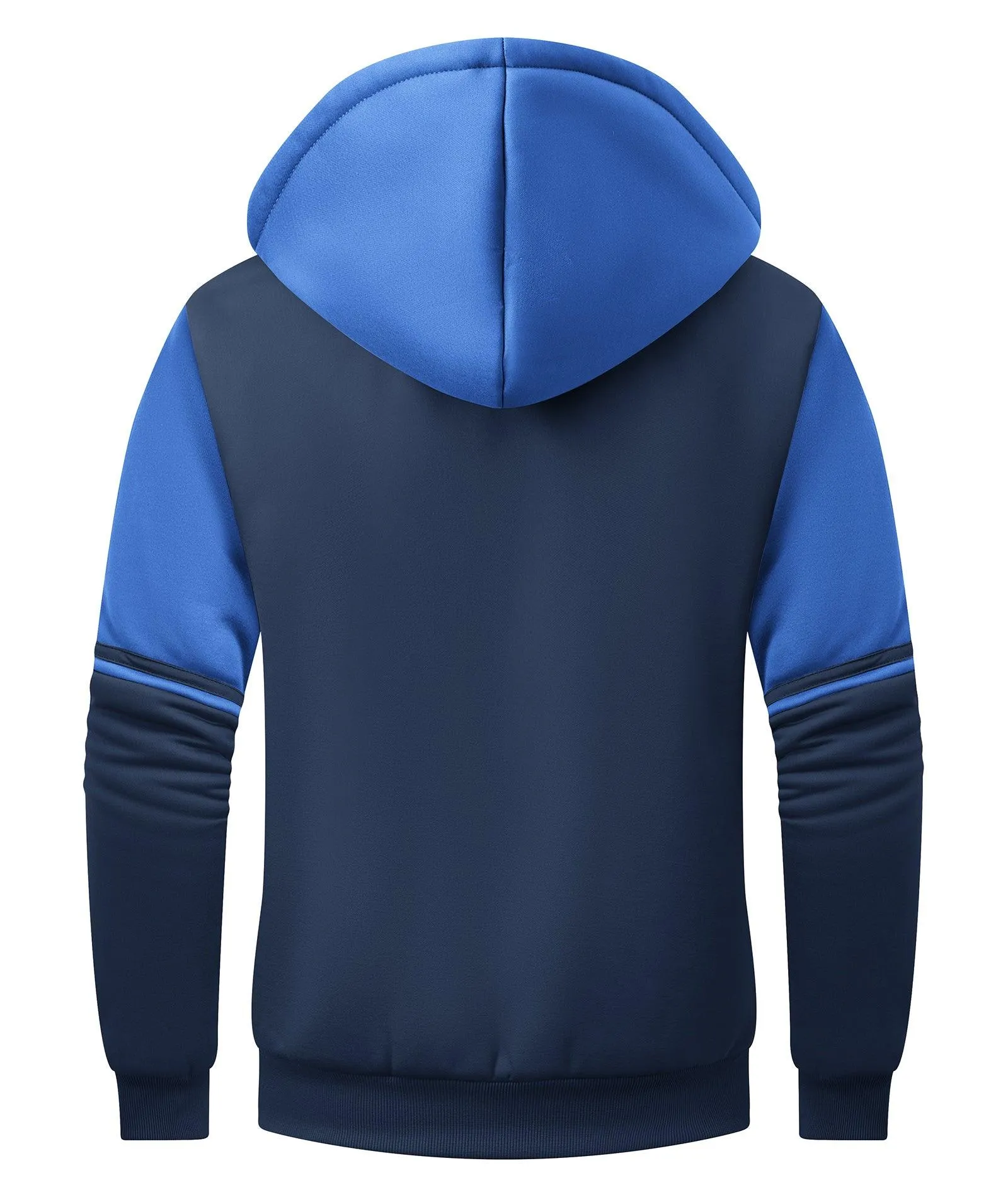 Men's Full Zipper Color Block Fleece Hoodie-CUMFH02531