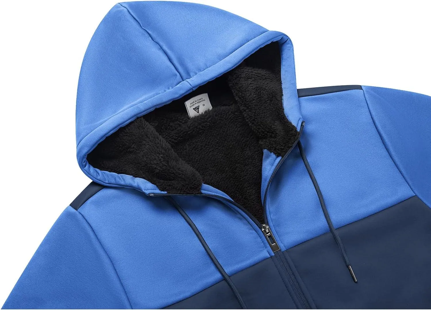 Men's Full Zipper Color Block Fleece Hoodie-CUMFH02531