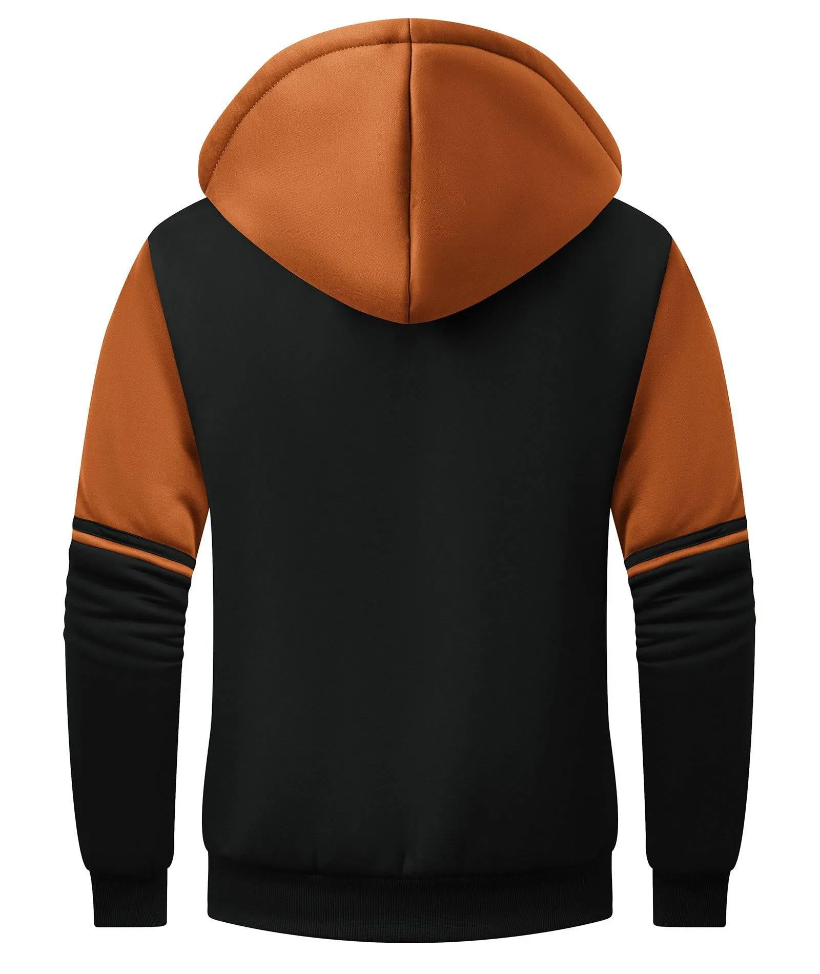 Men's Full Zipper Color Block Fleece Hoodie-CUMFH02531