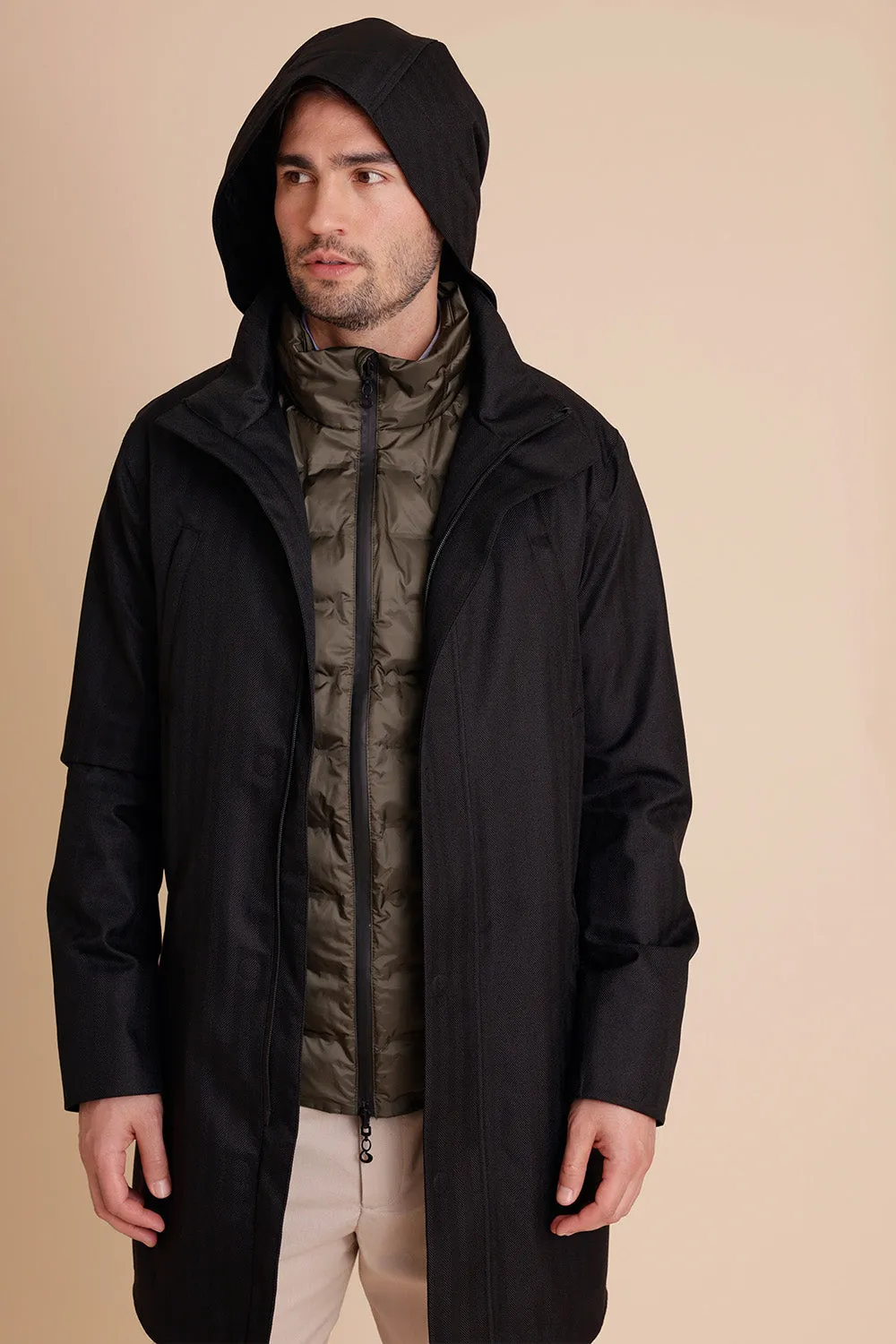 Men's Waterproof Rain Parka 2.0 - Black Herringbone