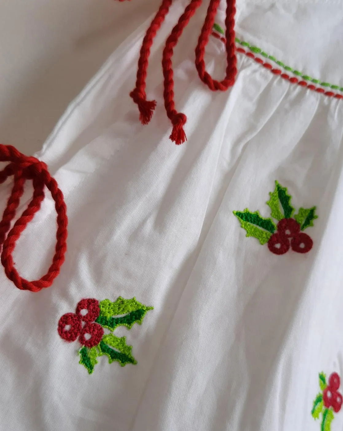 Merry Holly- Organic Cotton Embroidered Girls Jhabla / Dress