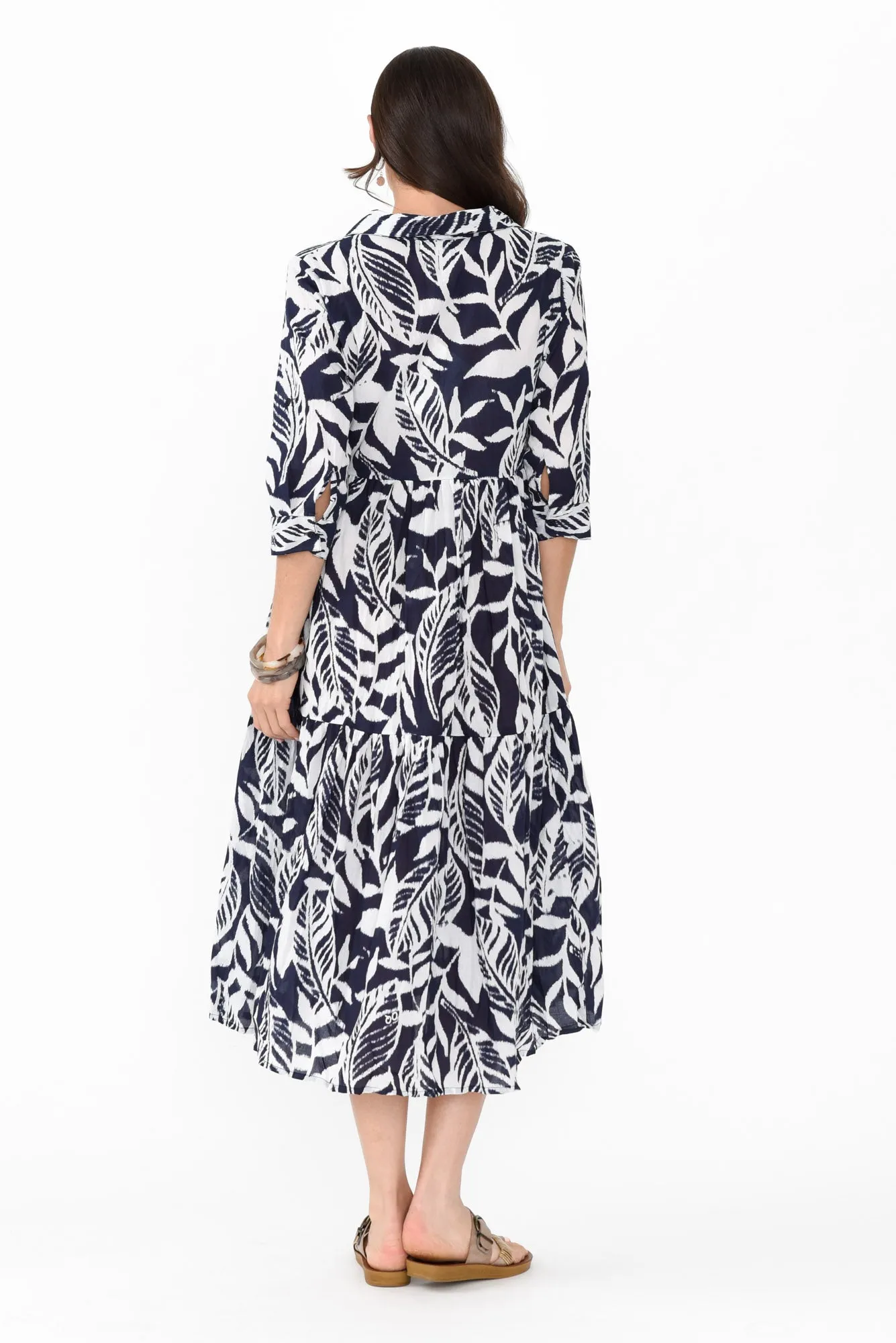 Meyer Navy Floral Cotton Collared Dress