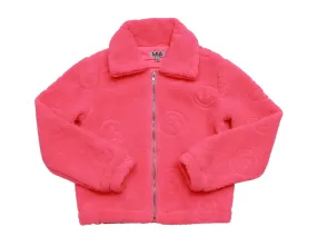 MIA New York Smiley Sherpa Jacket - Hot Pink