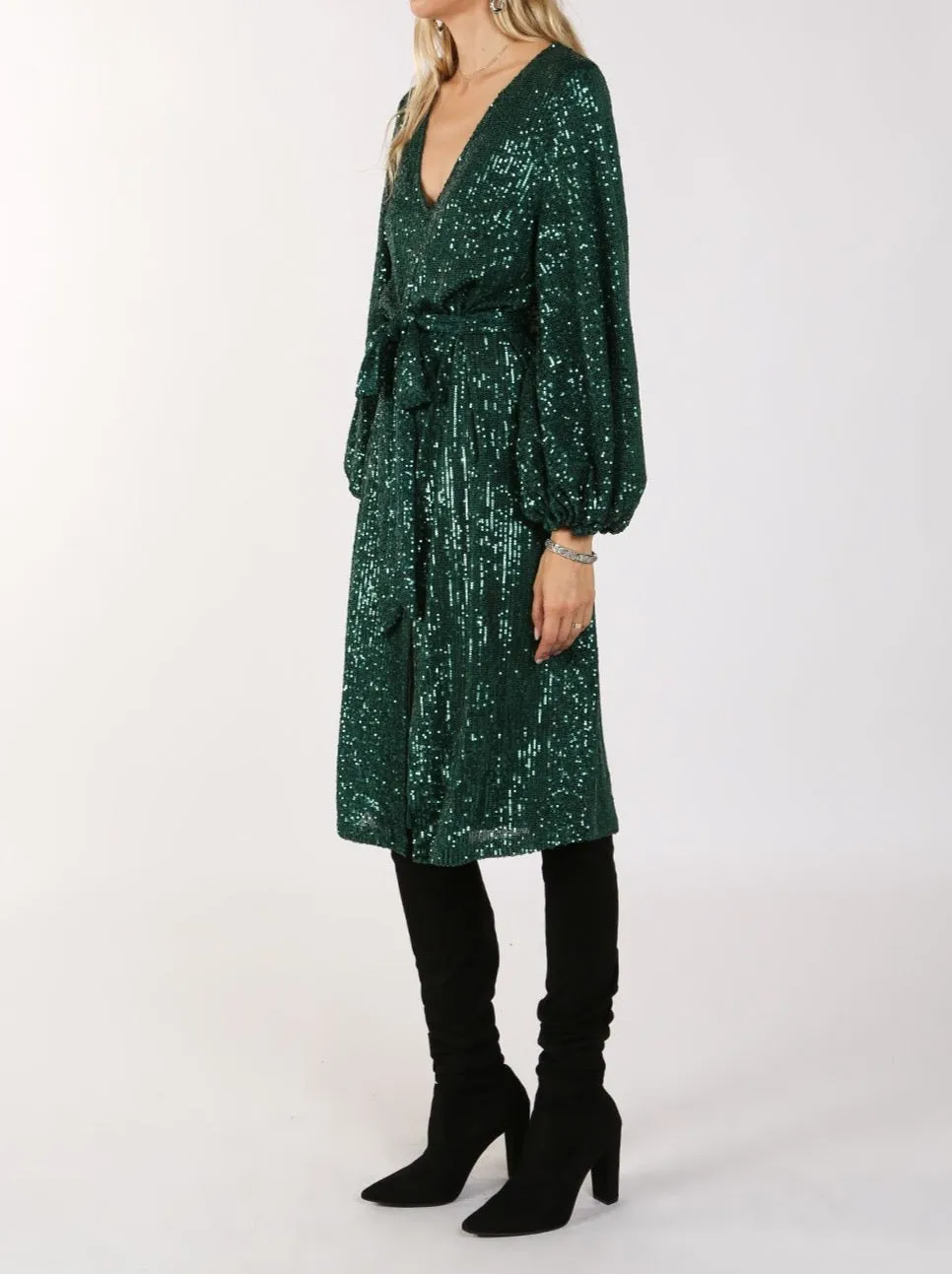 Miles Sequin  V-Neck Midi Dress