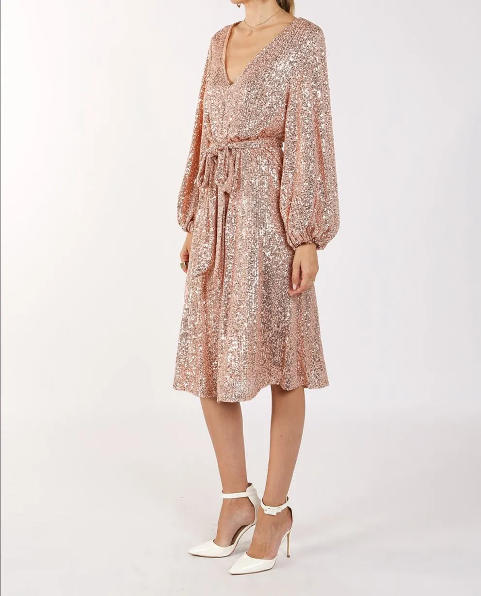 Miles Sequin  V-Neck Midi Dress