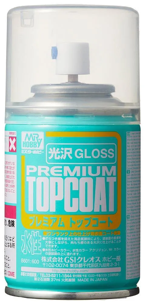 Mr. Hobby B601 Mr. Premium Top Coat Gloss Spray Paint 88ml