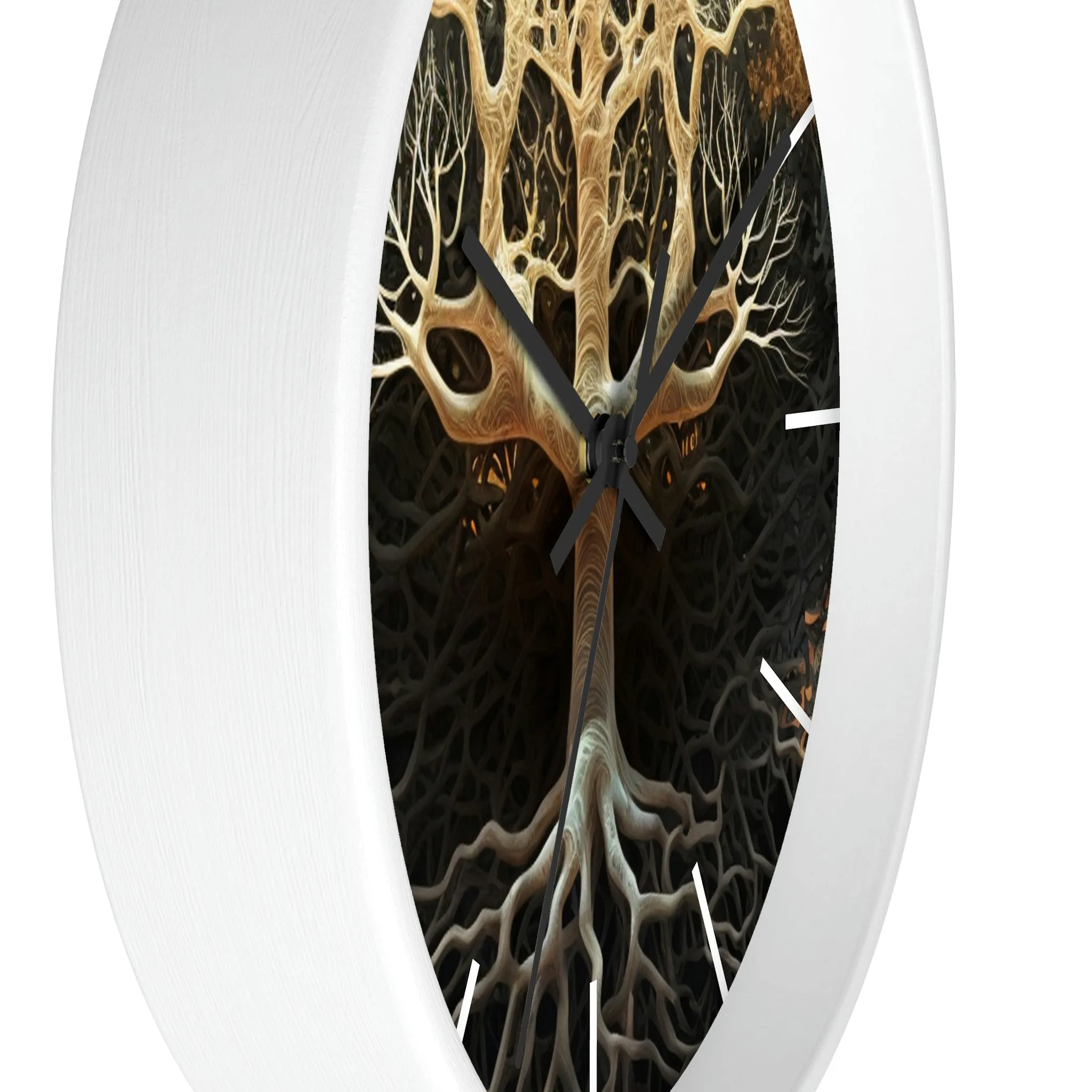 Mycelium Tree Roots Wall Clock w/ lines