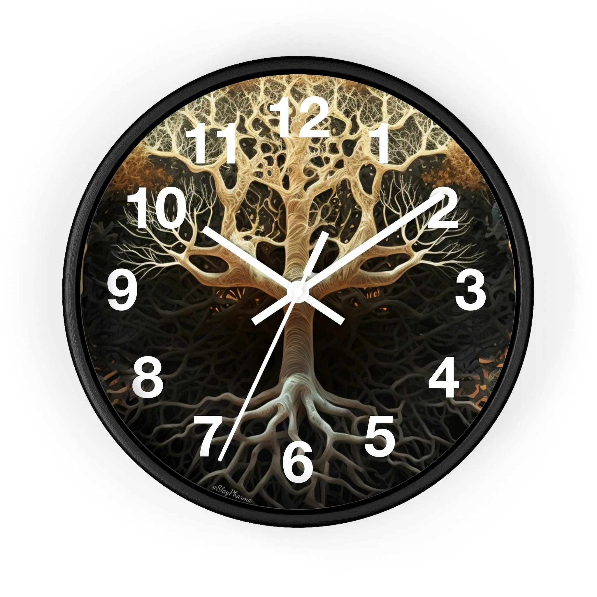 Mycelium Tree Roots Wall Clock w/ numbers