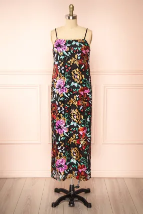 Myrine | Straight Midi Dress w/ Sequin Flowers