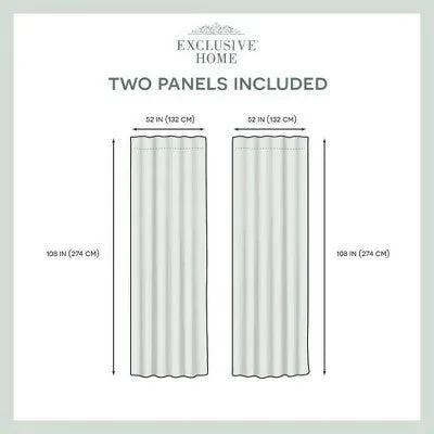 New - Set of 2 (96"x54") Velvet Back Tab Light Filtering Window Curtain Panels Navy - Exclusive Home