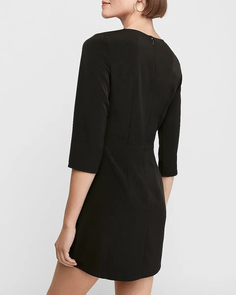 O-Ring Wrap Front Shift Dress in Pitch Black