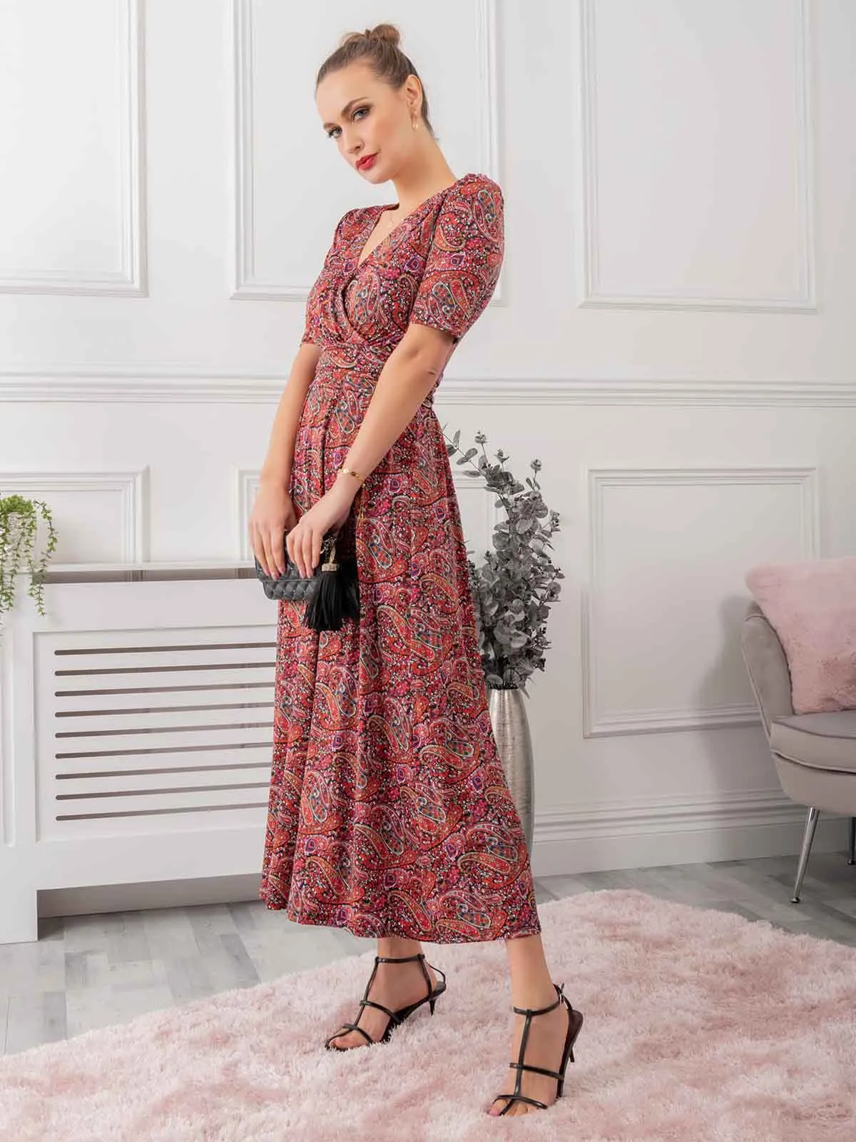 Oakley Wrap Maxi Dress, Paisley Multi