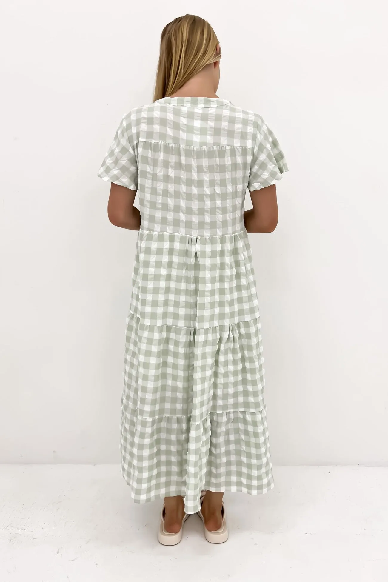 Owen Midi Dress Sage Gingham