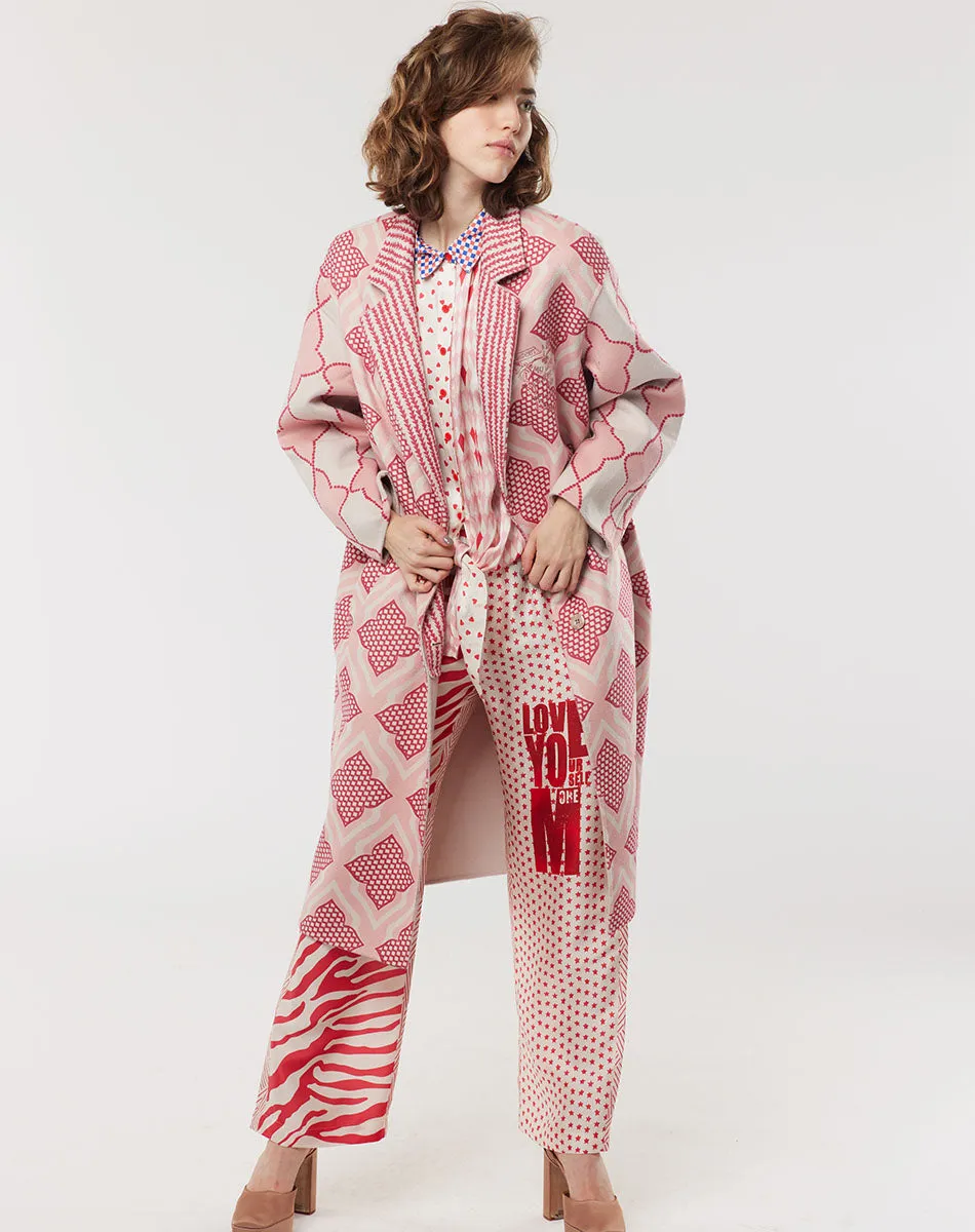 Paola Printed Pink Midi Coat