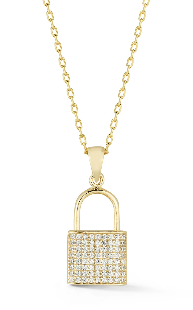 Pavé Padlock Necklace