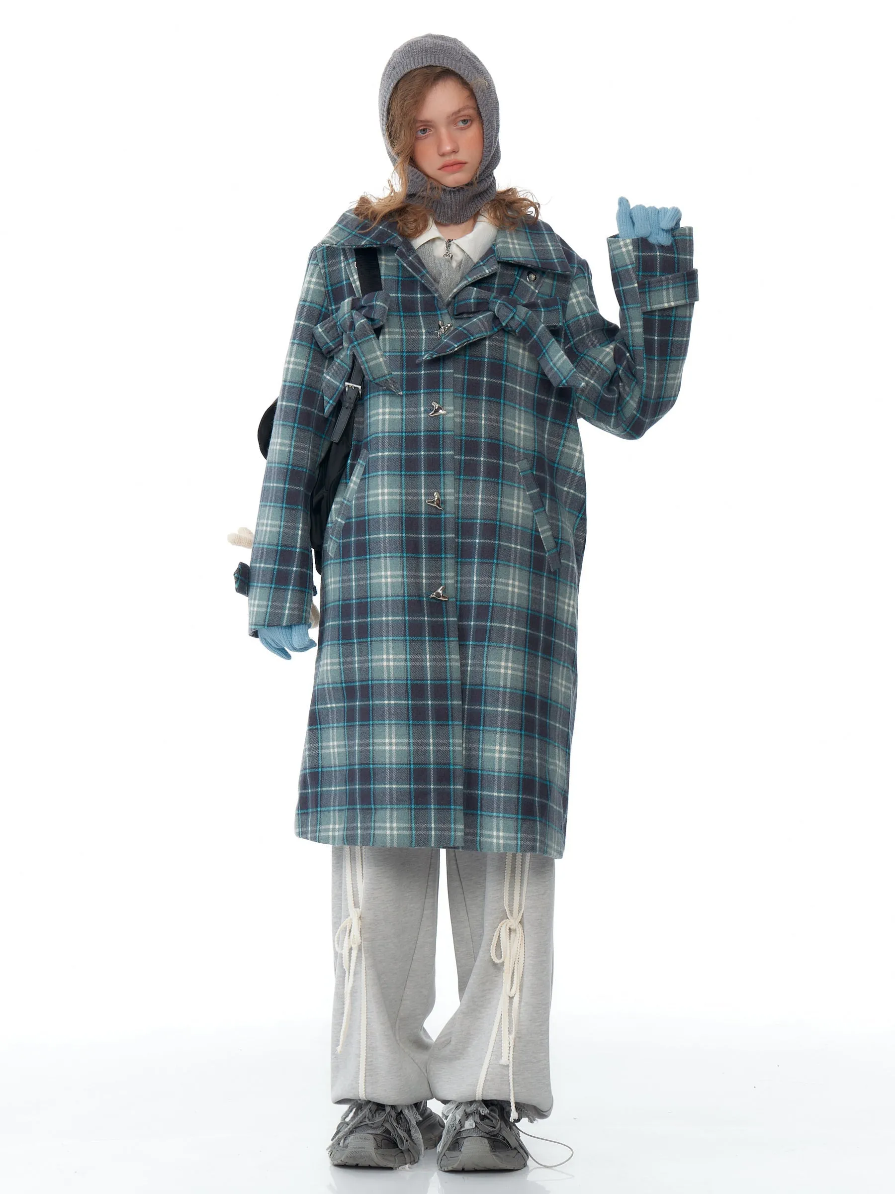 Plaid Toggle Duffle Coat