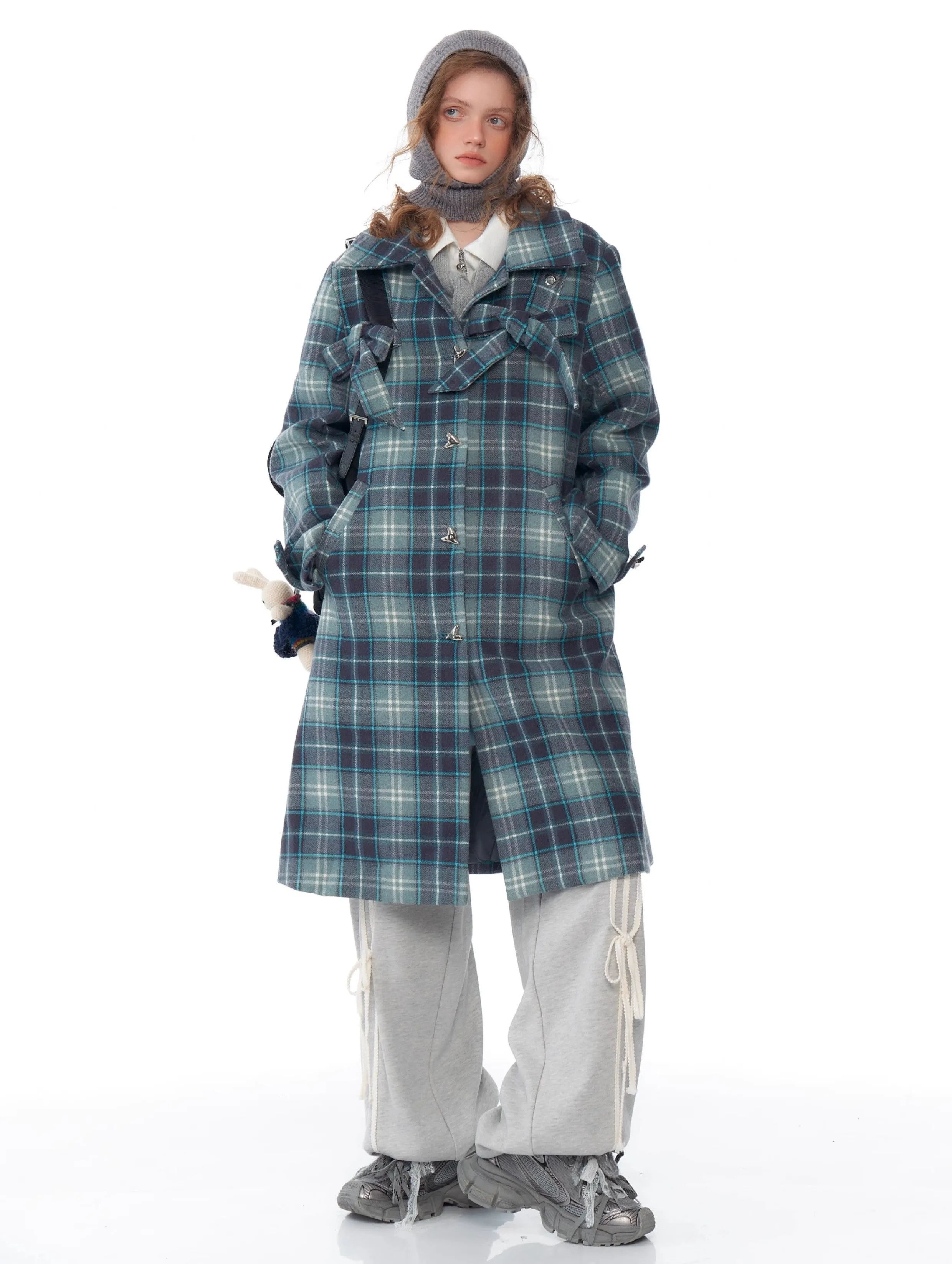 Plaid Toggle Duffle Coat