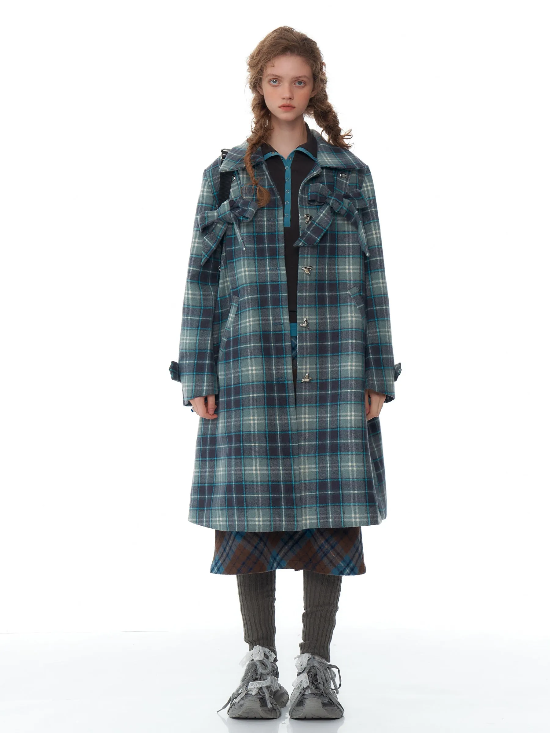 Plaid Toggle Duffle Coat