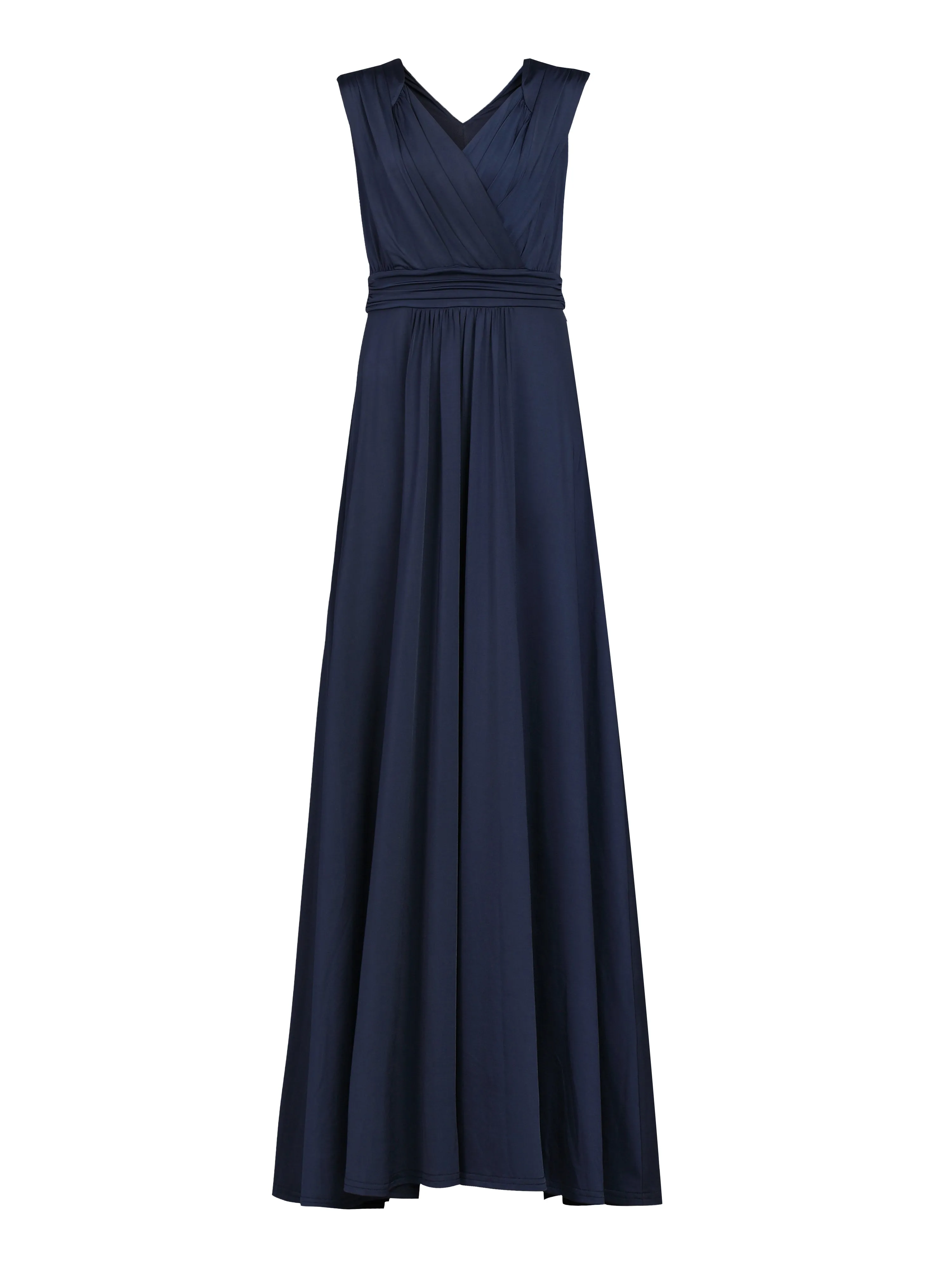 Plunge V Neck Draped Maxi Dress, Navy