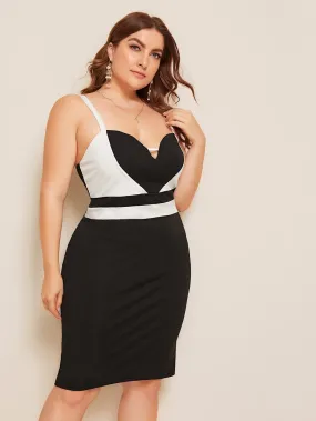  Plus Two Tone Bodycon Slip Dress