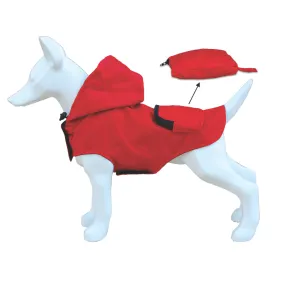 Pocket Poncho - Foldaway Dog Raincoat - Red