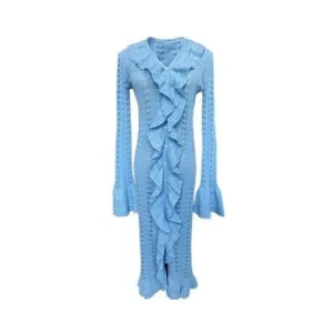 Pre Order:  Fungus Edge Ruffle Hollow Knitted Dress