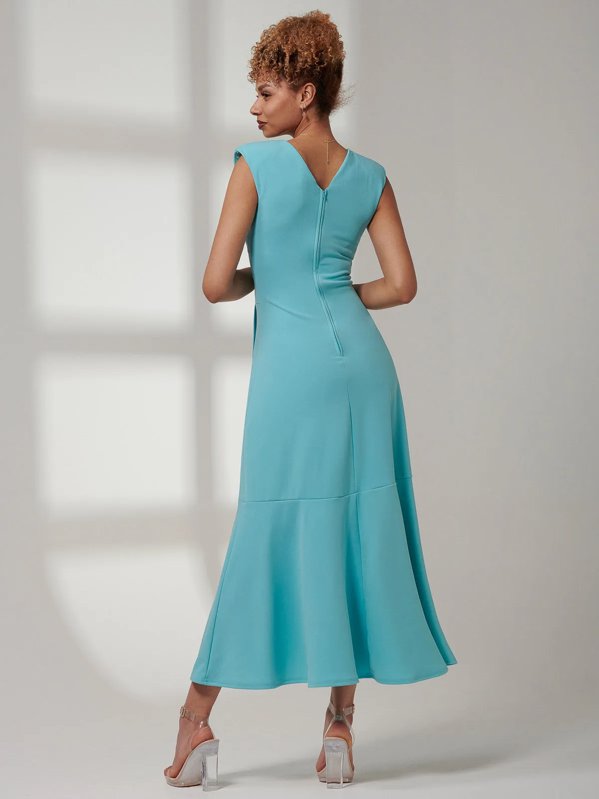 Preslie Wrap Frill Hem Maxi Dress, Turquoise