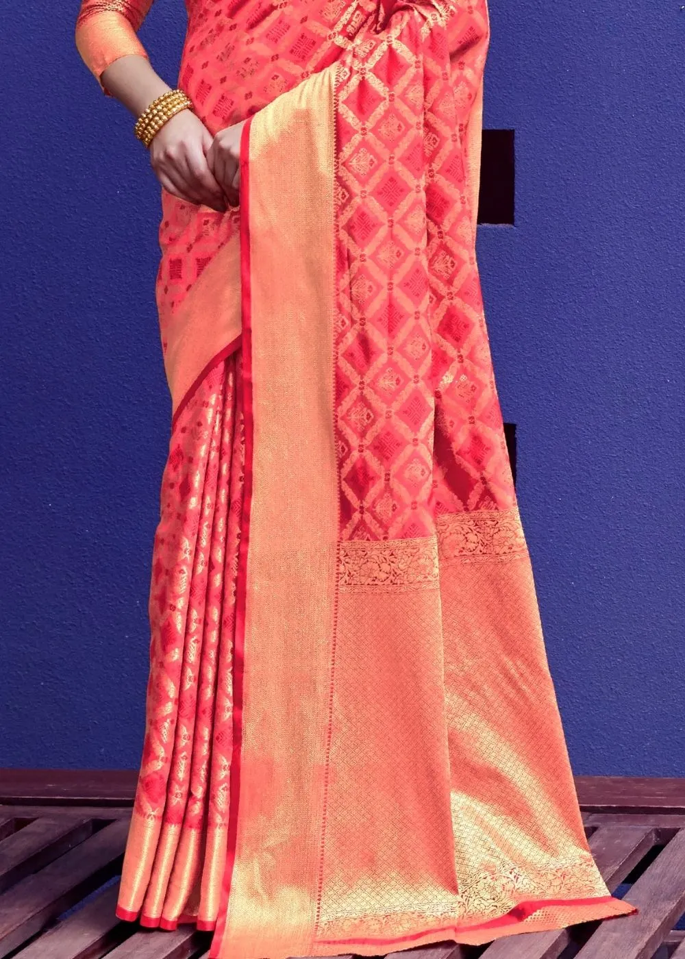 Punch Pink Woven Patola Silk Saree