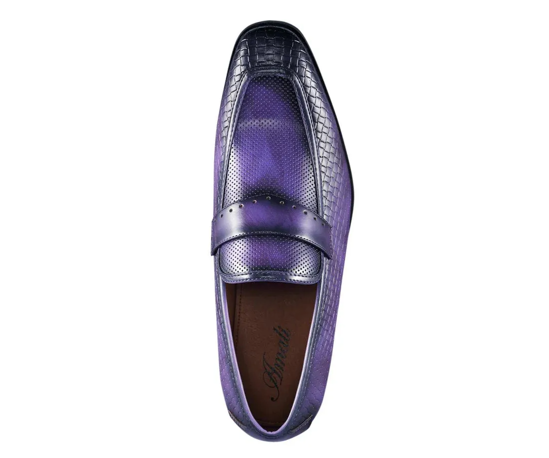 Purple Men's fashion design Slip-On Dress Shoes Printed Leather Loafer