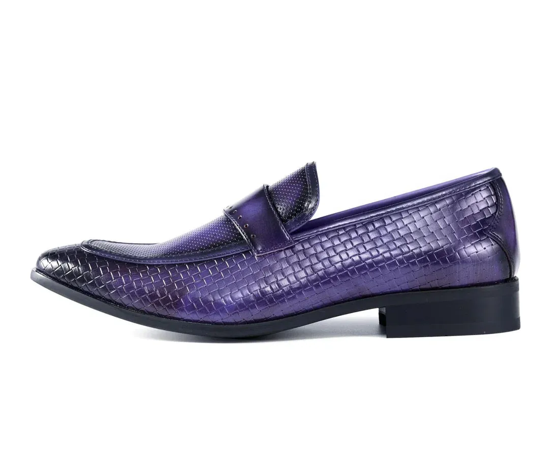 Purple Men's fashion design Slip-On Dress Shoes Printed Leather Loafer