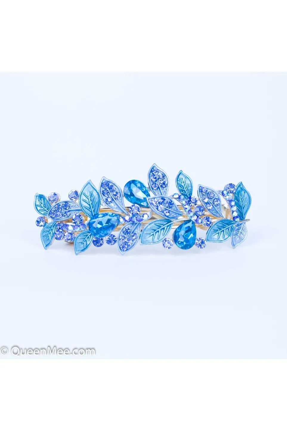 Queenmee Hair Accessories Vintage Hair Clip Rhinestone Leaf