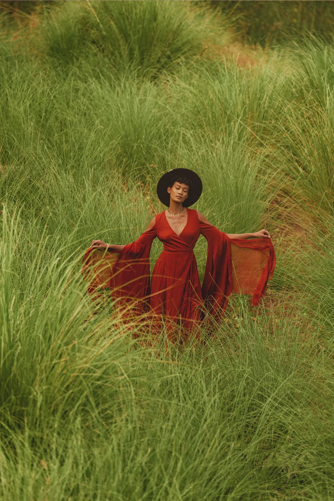 Red Rose Makosh Goddess Dress • Boho Fairy Wings Dress • Light Cotton Formal Dress